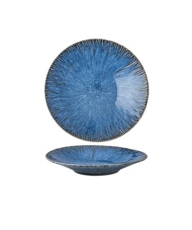 Dessert Dishes Ceramic Plates Nordic Blue Ceramic Dinner Plate Restaurant Pasta Steak Plates Home Fruit Salad Bowl Cake Dessert Plates Kitchen Utensils Salad Plates(A 9.5inch) (B 9.5inch One Size)