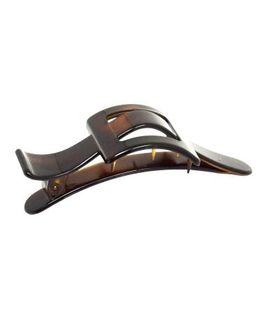 Parcelona French Spacer Medium 4 Beak Yoga Jaw Hair Claw Clip for Thick Hair Secure Grip Durable Fashion Hair Styling Women Hair Accessories Alligator Clip for Girls  Made in France (Tortoise Shell)