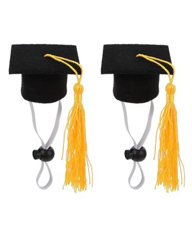 Beavorty 2-part set Elastic Doctor Cap Grad Cap Terrapy Use Dog Graduation Cap Pet Mixing Cap Hats for Dog Completion Hut Dog Cosplay End of Filz Mann 5.5x3.5cm yellow