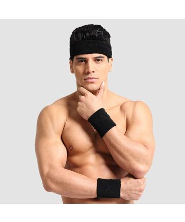 Unisex Moisture Wicking Terry Cloth Wristbands for Sports - 3 Pack (Black/White/Gray) - Buy Online on GoSupps.com
