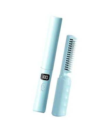 Almencla Hair Straightener Brush Hair Styling 3 Adjustable Temp Multifunctional Rechargeable Mini Straightening Iron Portable for Home Green