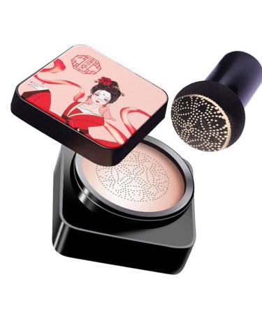 Mushroom Head Air Cushion Cc Cream Foundation Moisturizing BB Face Medium Conceler Make Up for Women with Sponges (Medium Wheat)