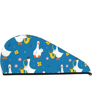 Soft Super Absorbent Cartoon Goose Microfiber Hair Towel Wrap for Women - Quick Dry Coral Velvet Cap for Long Curly & Thick Hair - Buy Online on GoSupps.com