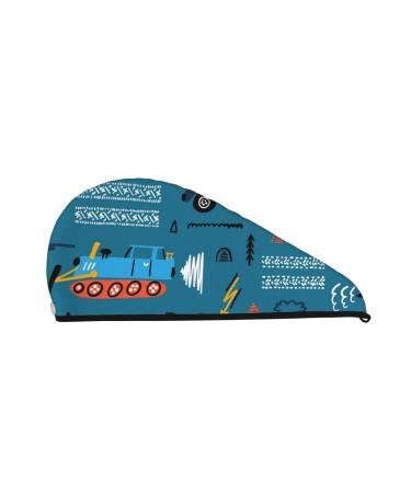 Construction Trucks Microfiber Hair Towel Soft Super Absorbent Hair Towel Wrap for Women Coral Velvet Quick Dry Hair Cap for Long Curly and Thick Hair