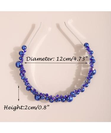 JWICOS Royal Blue Wedding Pearl Headband - Bridal Rhinestone Tiara for Women and Girls - Perfect for Wedding, Prom, Birthday Party - Buy Online on GoSupps.com