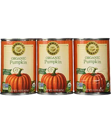 LIMITED EDITION - Farmers Market Pumpkin Puree 100% Organic 3x15oz - 2 pack, 2 pack - 15 Ounce (Pack of 3)