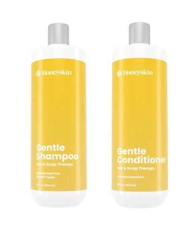 Honeyskin Hair Growth Shampoo and Conditioner Set with Coconut Oil Manuka Honey & Aloe Vera - Hair Care for Dry & Sensitive Scalp - Sulfate Free Shampoo and Conditioner for Color Treated Hair (16oz) 16 Fl Oz (Pack of 2)