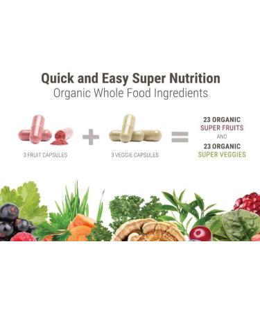 Juce Original Formula - Organic Super Fruit & Veggies Supplement - Gluten/Gelatin Free Soy Free & Vegan- Reds & Greens Superfood Capsules- 23 Fruits & 23 Vegetables (180 Count)- By Terra Kai Organics Organic Fruit & Veggie  - Buy Online on GoSupps.com