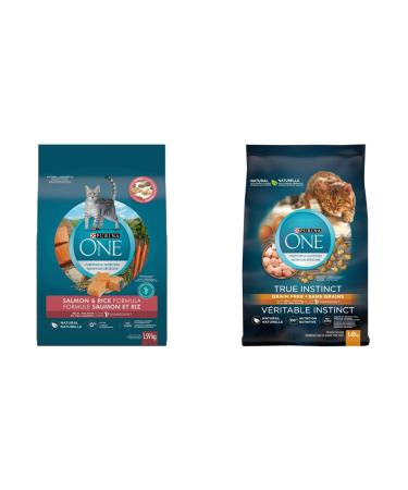 Purina ONE Natural Dry Cat Food: Salmon and Rice 1.59kg Bag + True Instinct Grain Free Ocean Whitefish 1.45kg Cat Food + Cat Food 1.45 kg