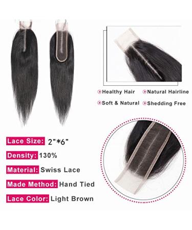 Risbaer 16 inch Brazilian 2x6 Straight Lace Closure Remy Hair - Natural Color - Buy Online on GoSupps.com
