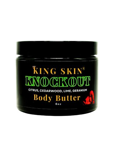 KING SKIN Knockout Body Butter I Infused with Fine Fresh Fragrance with notes of Lime Geranium & Cedarwood I Packed with Shea Butter & Avocado I Long Lasting Deep Hydration for Men I 6 oz