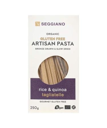 Seggiano Organic Gluten Free Rice & Quinoa Tagliatelle 250g - Certified Gluten Free Vegan Vegetarian & GMO Free - High in Protein & High in Fibre - Bronze Drawn & Slow Dried