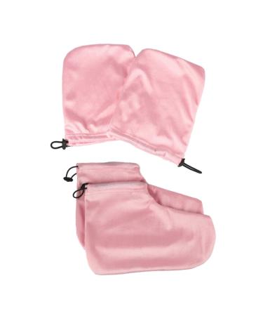 2paires Et Chaussettes De Bain De Paraffine Ensemble De Rose Pour Th rapie De Relaxation Et Soin 28x20cm rose