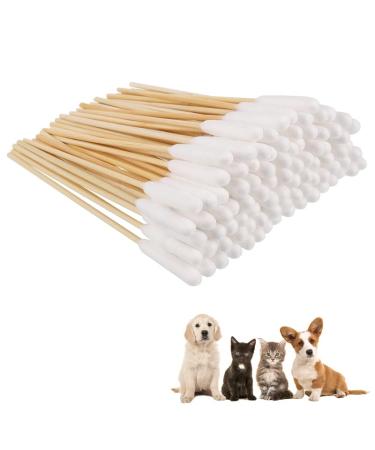Fanshiontide 100pcs Dogs Ear Cleaning Swabs 15cm Long Cane Stick Pet Ear Cleaner Cotton Swabs Pets Ear Cleaning Swabs for Pets Dog Cat(100pcs)