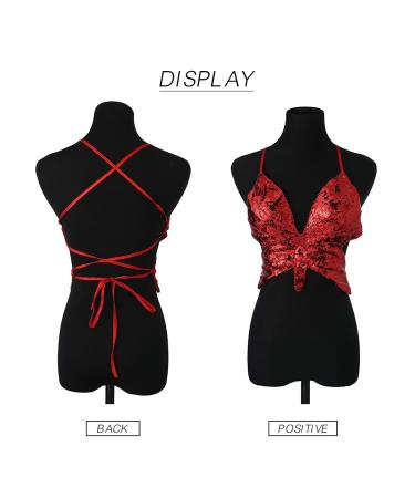 REETAN Sequins Butterfly Crop Top: Rave Costume for Women & Girls - C-Red - Buy Online on GoSupps.com