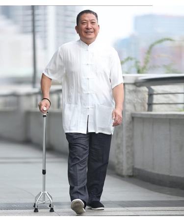 Crutches for Walking Adjustable Quad Cane with Wrist Strap Ergonomic Handle Mobility Aid for Elderly Seniors & Handicap for Tall 39-71in Silver/Gold/Brown Purposiveness - Buy Online on GoSupps.com