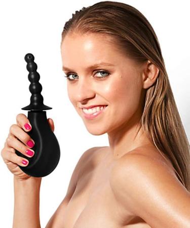 eeddoo Ribbed Silicone Vaginal & Anal Shower - Black | Premium Quality Adult Toy for Intimate Pleasure - Buy Online on GoSupps.com