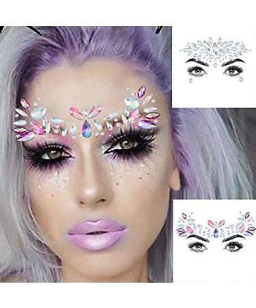 Bomine Mermaid Face Gems - Crystal Festival Rave Face Stickers | Temporary Tattoos for Women & Girls | 2 Sets - Buy Online on GoSupps.com