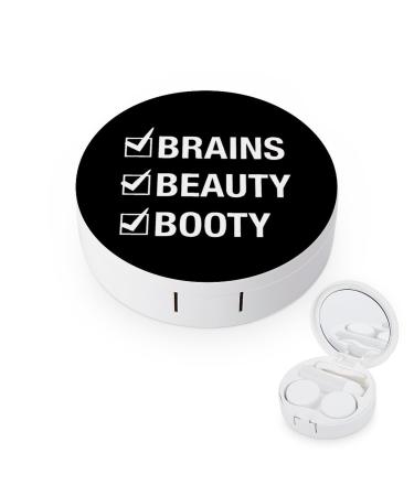 Beauty Brains and Booty Contact Lens Case Travel Portable Travel Contact Lens Box with Mirror
