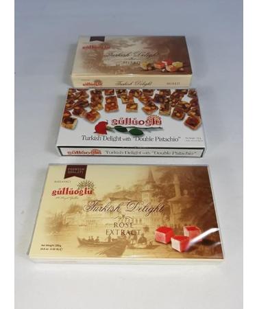 Gulluoglu Assorted Turkish Delight Candy Gift Set 250gr (pack of 3) daily fresh shipment from Istanbul/Turkey - Buy Online on GoSupps.com