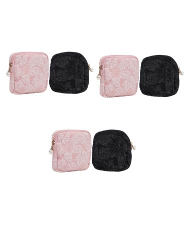 Healeved 6 STK Storage bags for women's bandages Female pads upholstery pockets for the period tampon money exchanges period kit Miss Bed linen made of cotton portable lip balm black rosax3st 11x11x3cmx3pcs