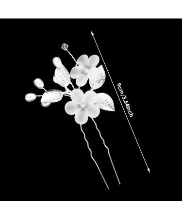 5 Piece Silver Flower Hair Pins for Brides - Pearl Wedding Hair Accessories & Clips - Buy Online on GoSupps.com