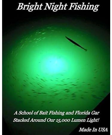 Green LED Underwater Fishing Light - 15,000 Lumen, Waterproof, 30ft Cord - Submersible Dock Light for Bright Night Fishing - Buy Online on GoSupps.com