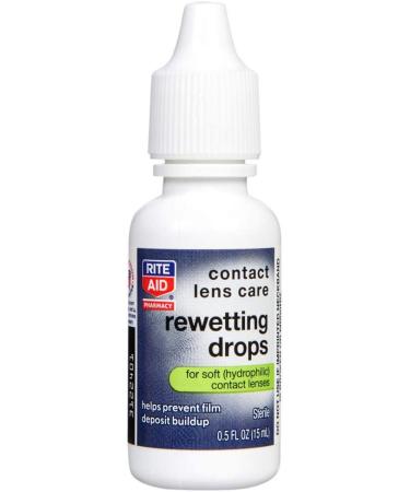 Rite Aid Contact Lens Rewetting Drops 0.5 oz - Prevent Film Deposit Buildup | Sterile Eye Drops for Soft Contact Lenses - Buy Online on GoSupps.com