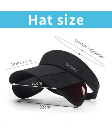 Women's Adjustable Sun Visor Golf Cap with Retractable Brim - UV Protection Sport Hat in Black - Buy Online on GoSupps.com