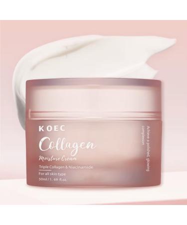 BEAUTIVANA KOEC Triple Collagen Moisture Cream with Niacinamide Hyaluronic Acid for All Skin Types Anti-Aging Face Moisturizer 1.69 fl oz
