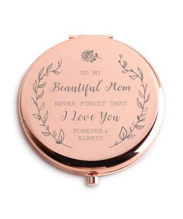 Birthday Gifts for Mom Rose Gold Compact Makeup Mirror Gifts for Mom from Daughter or Son Mother of The Bride Gifts Best Mom Gifts Gift for to My Beautiful Mom