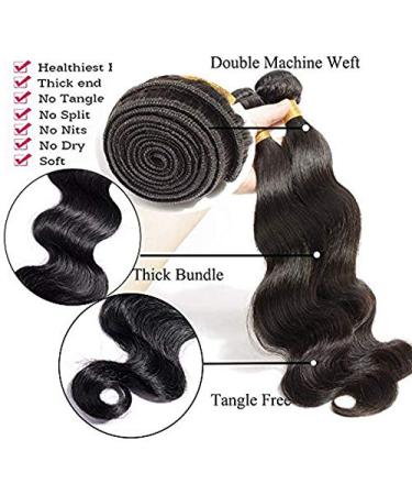 12 Bundle Brazilian Body Wave Human Hair Extensions - 100% Virgin Natural Black Weave - Buy Online on GoSupps.com