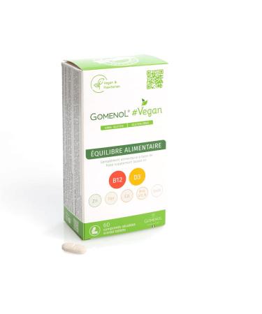GOMENOL - Vitamin B12 and D3 Vegan - 60 Supplements - Beta-Carotene Iron Zinc Iodine Calcium - Suitable for Vegetarians and Vegans