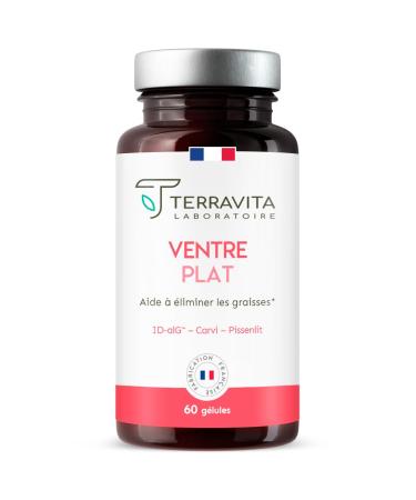 Flat Belly | Against Bloating and Swollen Stomach | Reduces the Assimilation of Fat and Sugars | ID-alG Patented Active with Proven Effectiveness | 60 Vegan Capsules | Made in France | Terravita