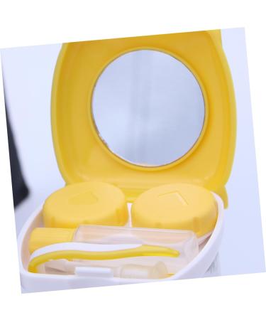 Homsfou Cartoon Contact Lens Case - Cute Yellow Lens Storage Container with Mirror & Tweezers - International Shipping Available - Buy Online on GoSupps.com
