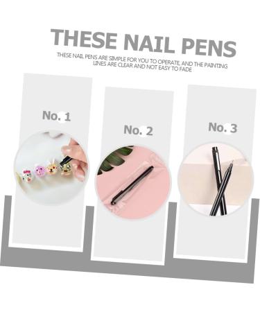 DOITOOL Nail Pen Nail Polish Drawing Pen Extension Gel Pen Nail Brush Pen Nail Drawing Pen Gel Nail Tool Nail Art Tips Builder Pen Nail Dotting Painting Drawing Pen Manicure Abs Line 14X1X1CM Black - Buy Online on GoSupps.com