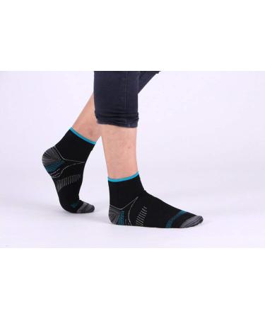 Johnda Compression Socks 6 Pairs for Men and Women - Plantar Fasciitis Arch Support, Foot Pain Relief, Heel Support - L-XL Black/Blue - Buy Online on GoSupps.com