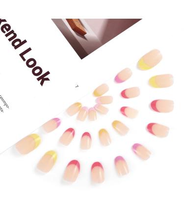 Sethexy Snake Line False Nails - 24 Stunning Abstract Oval Acrylic Nail Tips in Pink for Women & Girls - Easy Press-On Fingernails - Buy Online on GoSupps.com