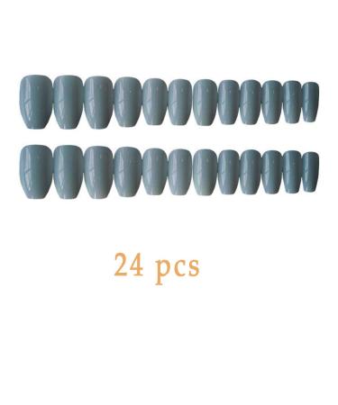 Buy Sethain Shiny Gray Ballerina False Nail Tips - 24 Piece Press-On Nails for Women & Girls | Long Complete Cover - Buy Online on GoSupps.com