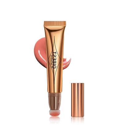 Go Ho Liquid Blush Makeup Cream Blush Beauty Wand Liquid Face Concealer Contouring with Cushion Applicator Natural Finish Blendable Super Silky Cream Blush Stick #02 Peach Pink Blush #02 Peach Pink Blush Wand