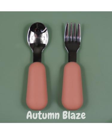 Alimos Stainless Steel Toddler Feeding Spoon and Fork Set - Safe Cutlery for Kids, Autumn Glaze - Buy Online on GoSupps.com