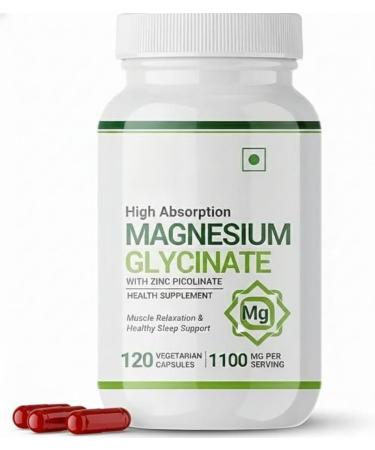 Magnesium Glycinate 1100mg (Elemental Magnesium 242mg) with Zinc 10mg (as Zinc Picolinate) Per Serving - 120 Capsules (Pack of 1)