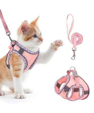 BriFit cat dishes cat dishes with a leash outbreak -proof soft harness for cats with reflective stripes adjustable cat vest cat harness cats dishes for cats Puppy pink xs pink XS