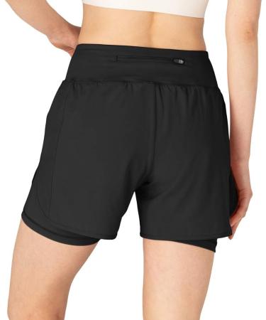 Donhobo Women's 2-in-1 Sports Shorts - Quick-Drying Running & Yoga Shorts Black - Summer Fitness & Training Wear - Buy Online on GoSupps.com