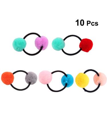 Lurrose 10-Piece Pom Pom Hair Tie Set | Fluffy Elastic Hair Bands for Women & Girls | Stylish Fur Ball Ponytail Holders | International Shipping Available - Buy Online on GoSupps.com