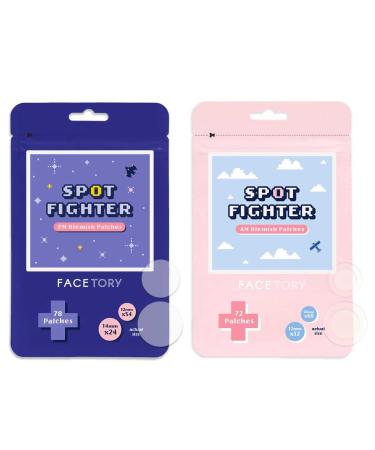 FaceTory Spot Fighter Acne Blemish Patches for Pimples (150 Counts)- Day and Night Options, Hydrocolloid Patches for Acne Spot Treatment (2 Sizes Each Pack) 2 Piece Assortment AM & PM