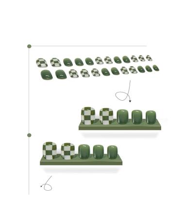 24 Pieces Removable Artificial Nails - Short Green Grilles with Flower Stickers | Stylish Square Nail Tips for Effortless Beauty - Buy Online on GoSupps.com