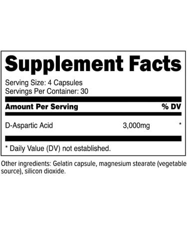 XPI D-Aspartic Acid 3000mg - 120 Gluten-Free & Non-GMO Capsules | Enhance Performance & Boost Energy - 30 Servings - Buy Online on GoSupps.com