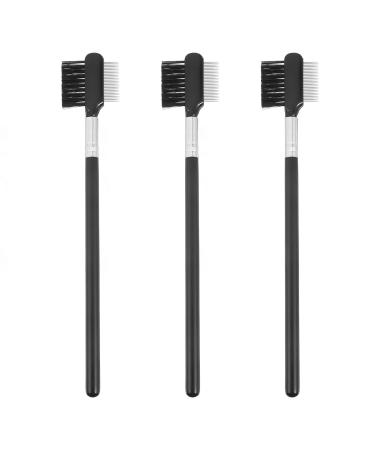 Minkissy 3st double-headed eye brow comb brow brush kamm double eyebrow brush eyelash curler eye make-up brush brush for eyebrow care bamboo make-up tools form style 2
