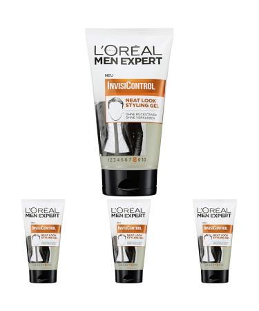 L'Or al Men Expert Styling gel for men Neat look hair styling gel for modeling hair and natural style of hair invisicontrol 1 x 150 ml (pack with 4) 150 ml (4 Pack)